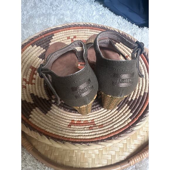 Toms NWT Clarissa check olive wedge Heels size 9 canvas - Picture 4 of 8